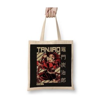 Humuts Tanjiro Demon Slayer Kimetsu No Yaiba Anime Bez Uzun Saplı Açık Bej Rengi Çanta