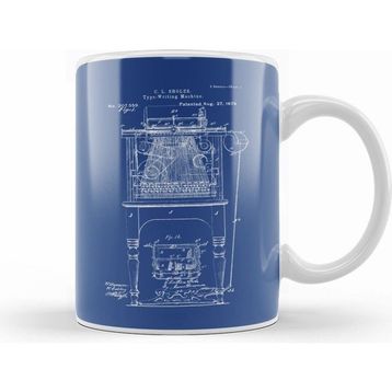 Humuts Typewriter Patent Blueprint Sholes Kupa