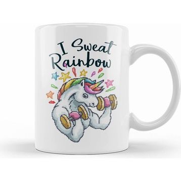 Humuts Unicorn I Sweat Rainbow Pixel Art Kupa