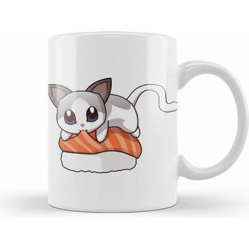 Humuts White Cat Salmon Sushi Kupa