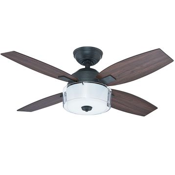 Hunter Fan Central Park Yıpranmış Çelik 107 cm Aydınlatmalı Uzaktan Kumandalı Tavan Vantilatörü
