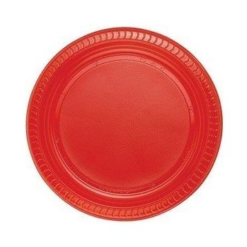 Huramarketing 22 cm 25'li Kırmızı Plastik Tabak