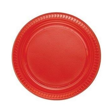 Huramarketing 22 cm 25'li Kırmızı Plastik Tabak