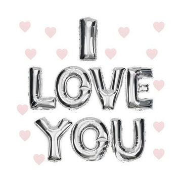 Huramarketing I Love You Gümüş Renk 35 cm Folyo Balon