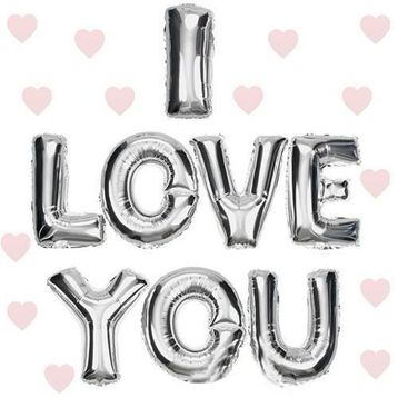Huramarketing I Love You Gümüş Renk 35 cm Folyo Balon