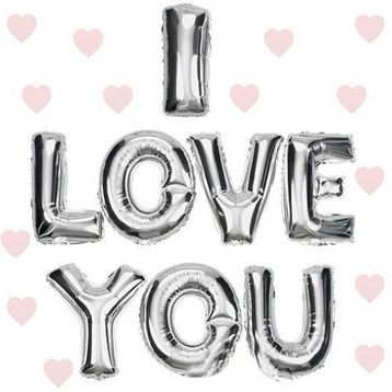 Huramarketing I Love You Gümüş Renk 35 cm Folyo Balon
