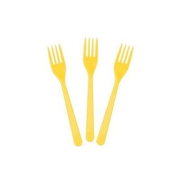 Huramarketing Sarı Renk 25 Adet Lüks Plastik Çatal