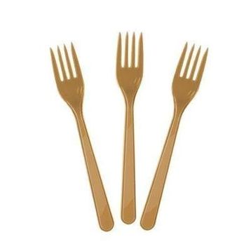 Huramarketing Sarı Renk 25 Adet Lüks Plastik Çatal