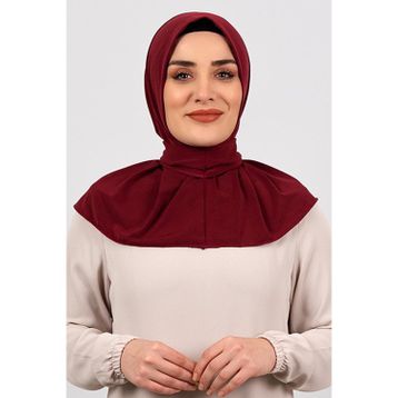 Hürrem Bone 2101-16 Bordo Sandy Arkadan Çıtçıtlı Geçmeli Eşarp
