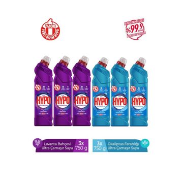 Hyper Hypo 3x750 gr Lavanta Bahçesi + 3x750 gr Okaliptus Ferahlığı Ultra Çamaşır Suyu