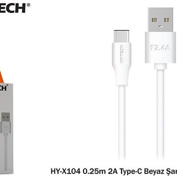 Hytech HY-X104 0.25 mt 2A Type-C Beyaz Şarj Kablosu