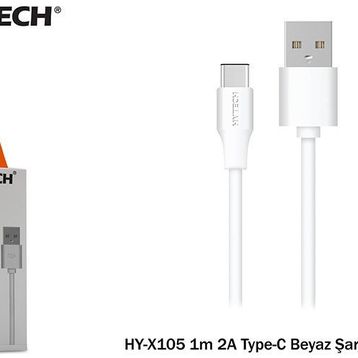 Hytech HY-X105 1m 2A Type-C Siyah Şarj Kablosu