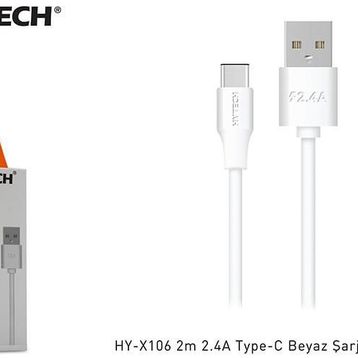 Hytech HY-X106 2 m 2.4A Type-C Beyaz Şarj Kablosu