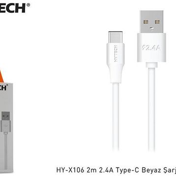 Hytech HY-X106 2 m 2.4A Type-C Beyaz Şarj Kablosu