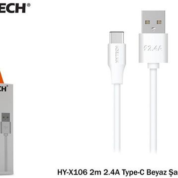 Hytech HY-X106 2 m 2.4A Type-C Beyaz Şarj Kablosu