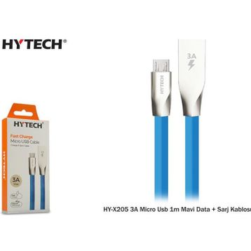 Hytech HY-X205 3A Micro Usb 1 m Mavi Data Şarj Kablosu