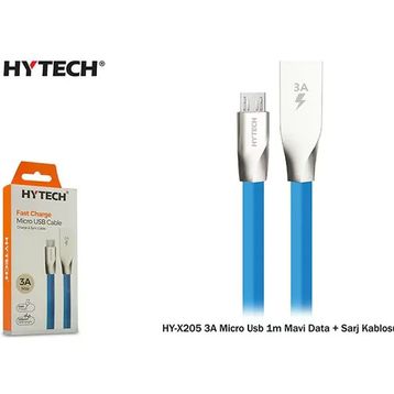 Hytech HY-X205 3A Micro Usb 1 m Mavi Data Şarj Kablosu