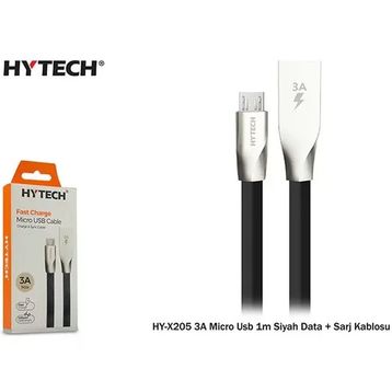 Hytech HY-X205 3A Micro Usb 1 m Siyah Data ve Şarj Kablosu