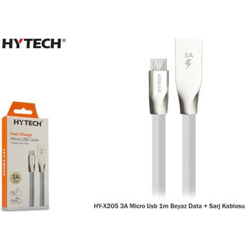 Hytech HY-X205 3A Micro Usb 1m Beyaz Data Şarj Kablosu