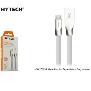 Hytech HY-X205 3A Micro Usb 1m Beyaz Data Şarj Kablosu