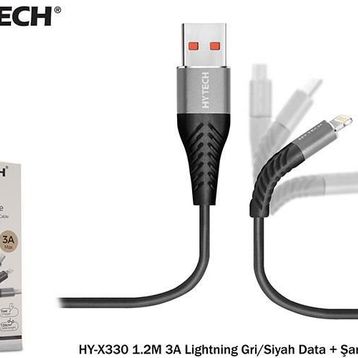 Hytech HY-X330 1.2 m 3A Lightning Gri-Siyah Data Kablosu