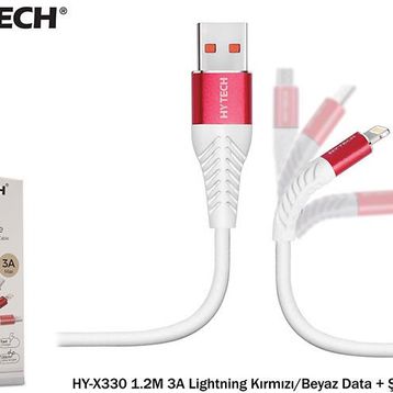 Hytech HY-X330 1.2 m 3A Lightning Kırmızı-Beyaz Data Kablosu
