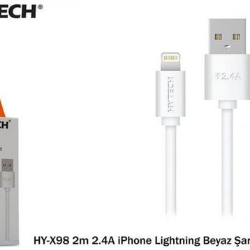 Hytech HY-X98 2m 2.4A iPhone Lightning Beyaz Şarj Kablosu