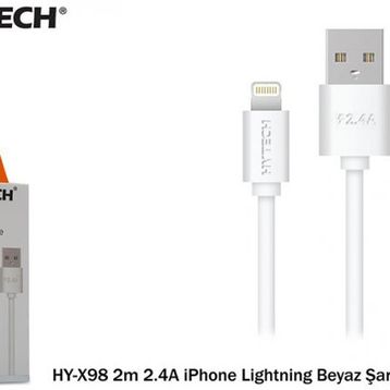 Hytech HY-X98 2m 2.4A iPhone Lightning Beyaz Şarj Kablosu