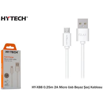 Hytech HYX88 0.25M 2A Micro Usb Beyaz Şarj Kablosu