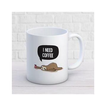 I Need Coffee İki Tarafı Baskılı Kupa