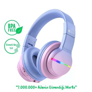 iClever BTH12 Gradyan Pembe Çocuk Bluetooth Kulaklık