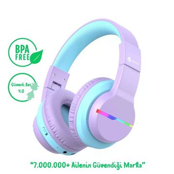 iClever BTH12 Mor Çocuk Bluetooth Kulaklık
