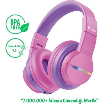 iClever BTH12 Sıcak Pembe Çocuk Bluetooth Kulaklık