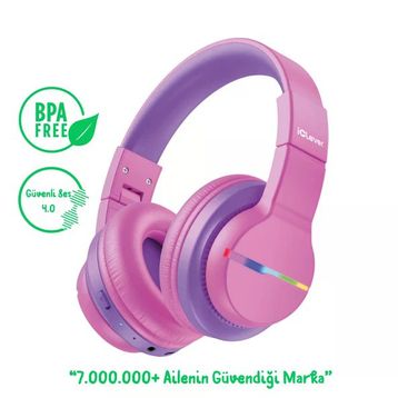 iClever BTH12 Sıcak Pembe Çocuk Bluetooth Kulaklık