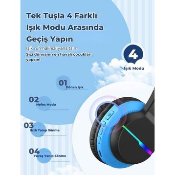 iClever BTH12 Siyah Mavi Çocuk Bluetooth Kulaklık