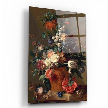 İdeal Glass Art Çiçekler Cam Tablo