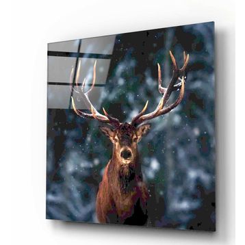 İdeal Glass Art Geyik Cam Tablo