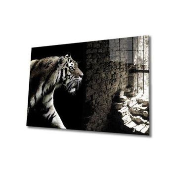İdeal Glass Art Kaplan Kafeste Cam Tablo