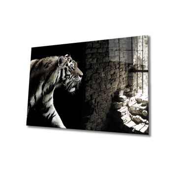 İdeal Glass Art Kaplan Kafeste Cam Tablo