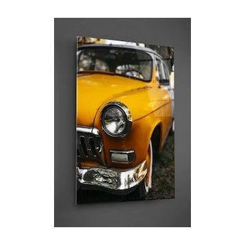 İdeal Glass Art Sarı Araba Cam Tablo