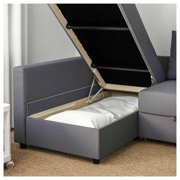 IKEA 39216754 Friheten Skiftebo Koyu Gri Bazalı Yataklı Köşe Kanepe