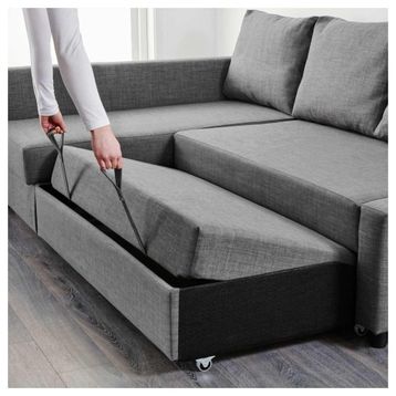 IKEA 39216754 Friheten Skiftebo Koyu Gri Bazalı Yataklı Köşe Kanepe