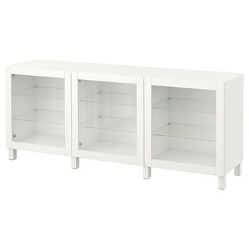 Ikea 693.849.44 Besta 180x40x74 cm Beyaz Şeffaf Cam Dolap Kombinasyonu