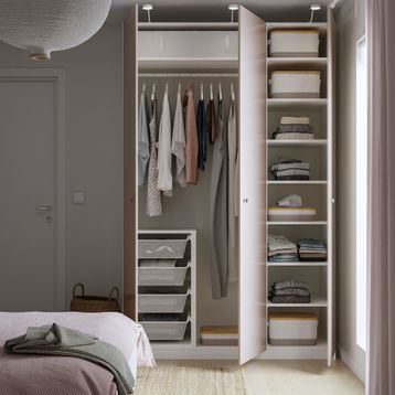 IKEA 79502334 Pax Fardal Beyaz Parlak Cila Koyu Bej 150x60x236 cm Gardırop