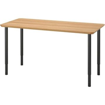IKEA Anfallare/Olov Bambu Siyah 140x65 cm Çalışma Masası