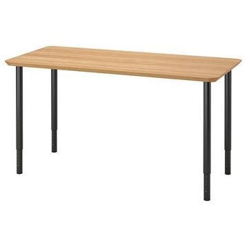 IKEA Anfallare/Olov Bambu Siyah 140x65 cm Çalışma Masası