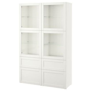 IKEA Besta 19196002 Beyaz-Şeffaf Cam Dolap