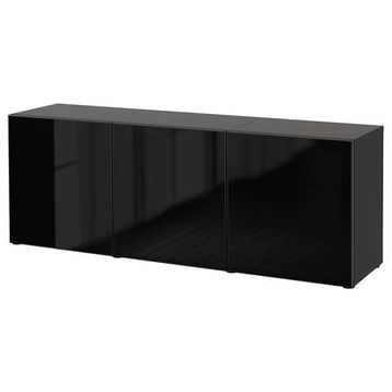 IKEA Besta 2449778145 Venge-Parlak Cila Siyah Füme Cam Dolap