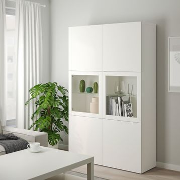 IKEA Besta 29059448 Beyaz-Şeffaf Cam Dolap