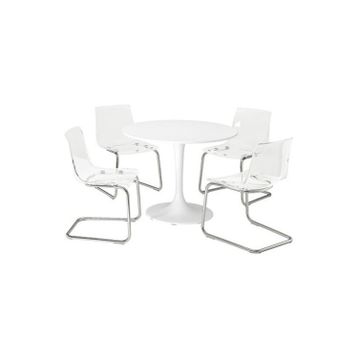 IKEA Docksta Tobias Beyaz 4 Sandalyeli Mutfak Masası Takımı